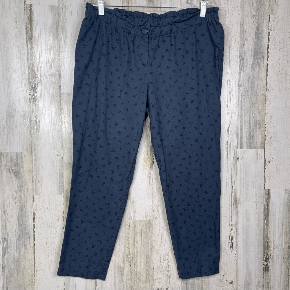 The Nines by Hatch Maternity Indigo Floral Print Pants 100% Cotton